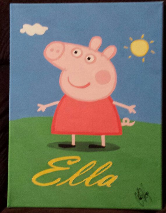570x732 Peppa Pig Personalized Name Canvas Painting Canvas Art By Cody - Peppa Pig Painting