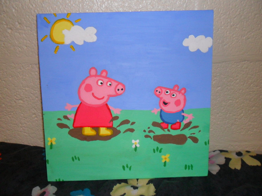 900x675 Peppa Pig Canvas By Sparkythegrouch - Peppa Pig Painting