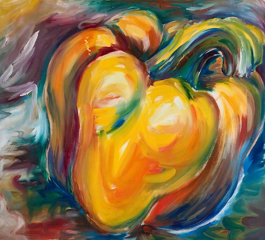 900x814 Pepper Artwork Orange Pepper Painting By Jennifer Lycke - Pepper Painting
