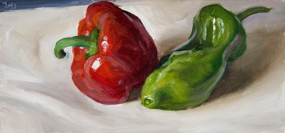 580x272 Daily Paintings Red Pepper, Green Pepper Postcard From Provence - Pepper Painting