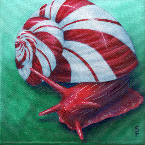 500x500 Blue Starr Art Peppermint Snail Acrylic Painting - Peppermint Painting