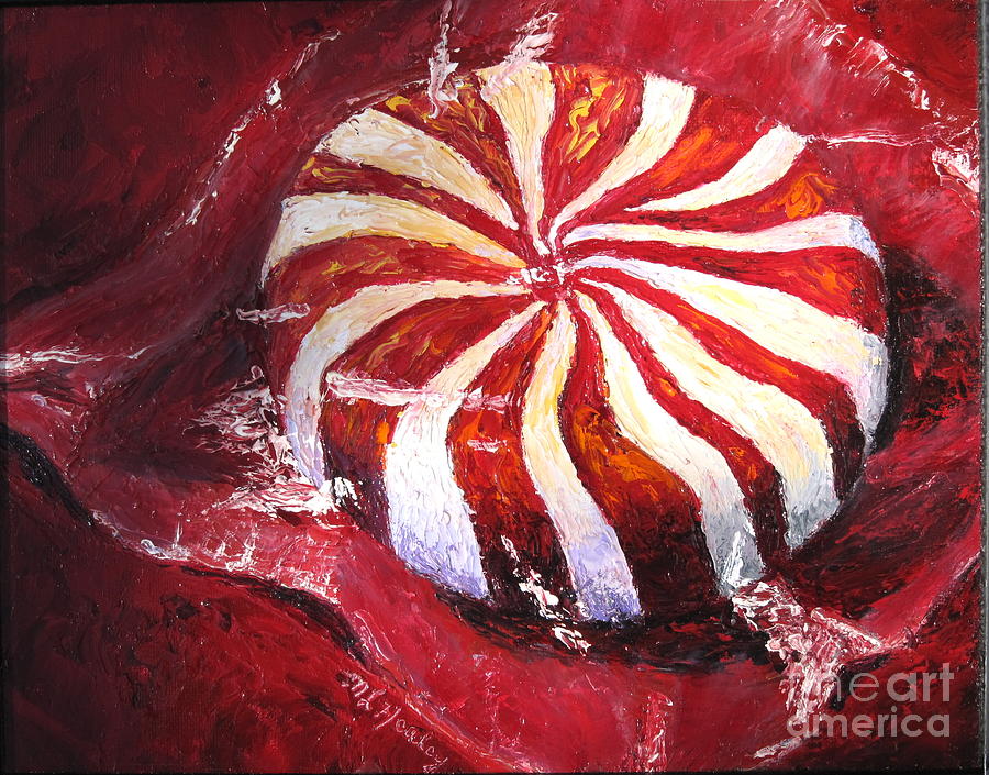 900x705 Red Peppermint Painting By Marilyn Healey - Peppermint Painting