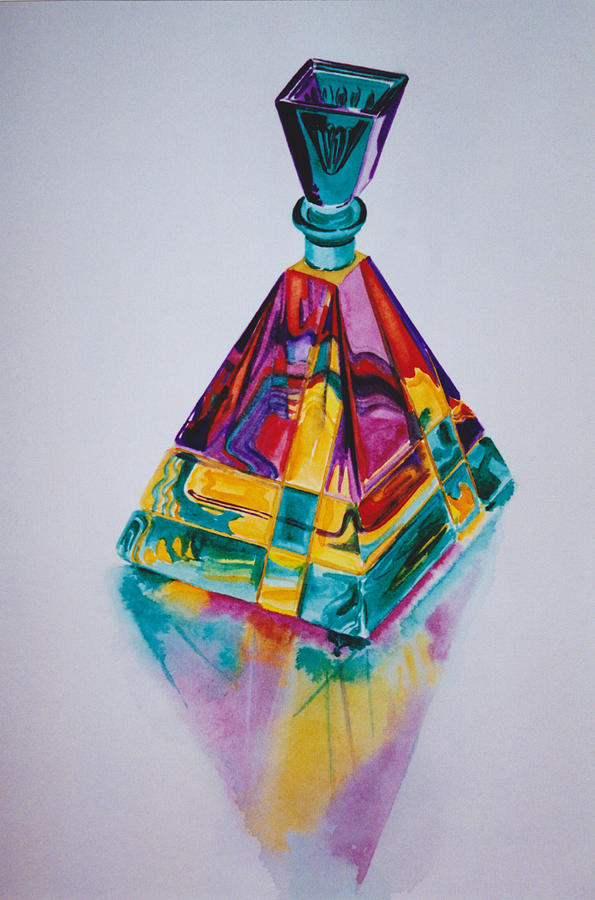 595x900 Glowing Perfume Bottle Painting By Eve Riser Roberts - Perfume Bottle Painting