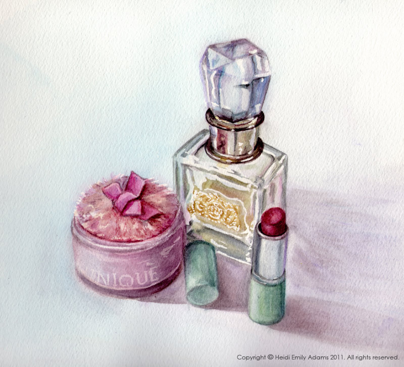 800x727 Heidi Emily Adams Illustration Perfume, A Pink Powder Puff - Perfume Painting