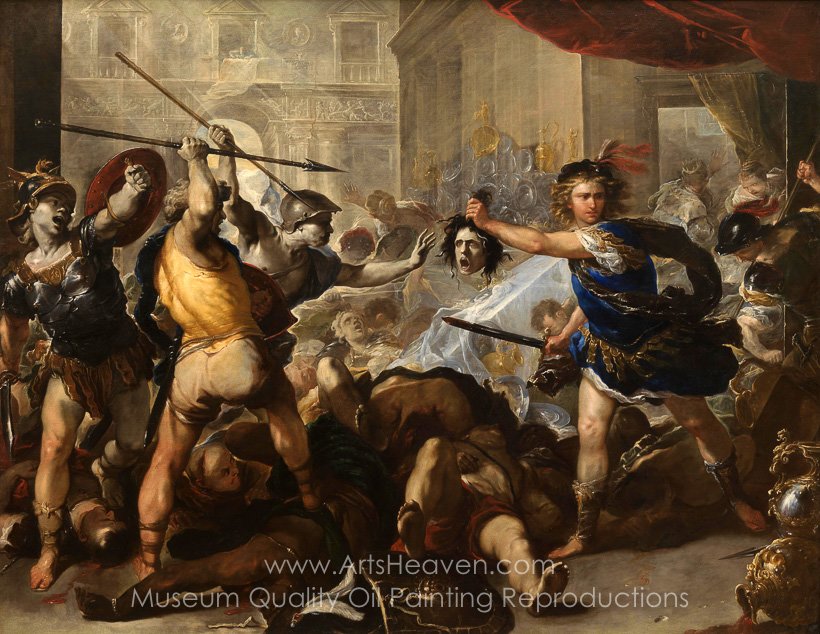820x634 Reproduction Painting Luca Giordano Perseus Turning Phineas - Perseus Painting