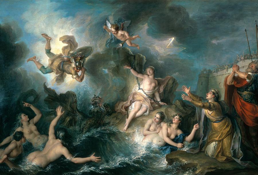 900x611 Perseus Rescuing Andromeda Painting By Charles Antoine Coypel - Perseus Painting