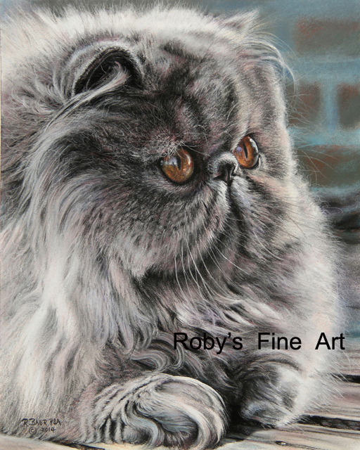 512x640 Pastel Persian Cat Painting - Persian Cat Painting