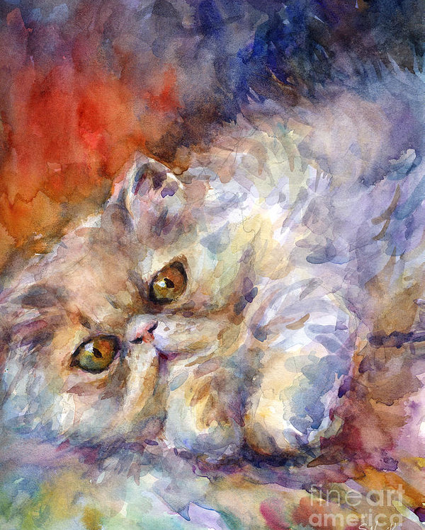 600x749 Persian Cat Painting Poster By Svetlana Novikova - Persian Cat Painting