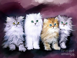 300x225 Persian Cats Paintings - Persian Cat Painting