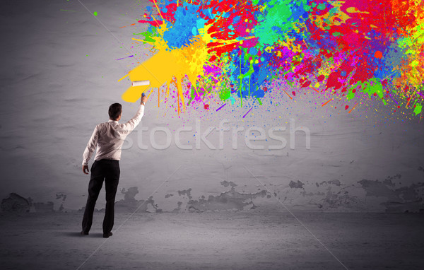 600x382 Sales Person Painting Colorful Splatter Stock Photo Rancz Andrei - Person Painting