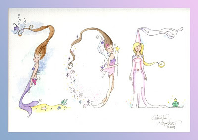 400x283 Watercolored Mermaid Zoe's Name Painting - Personalized Name Painting