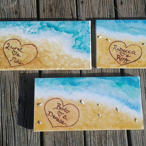 570x570 Names In The Sand Custom Personalized Painting Of Beach - Personalized Painting