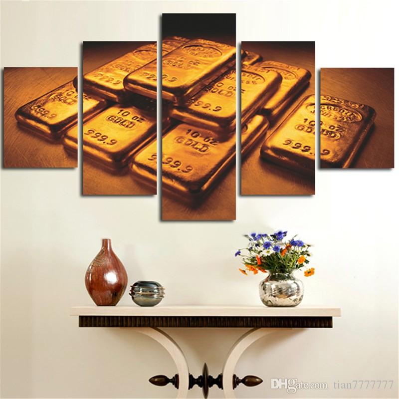 800x800 Personalized Painting Home Decor Canvas Art Gold Bars Print - Personalized Painting
