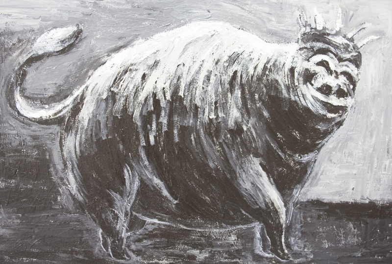 800x539 The Lord Of The Pigs, Walking Cheerfully New, Black And White - Personified Painting