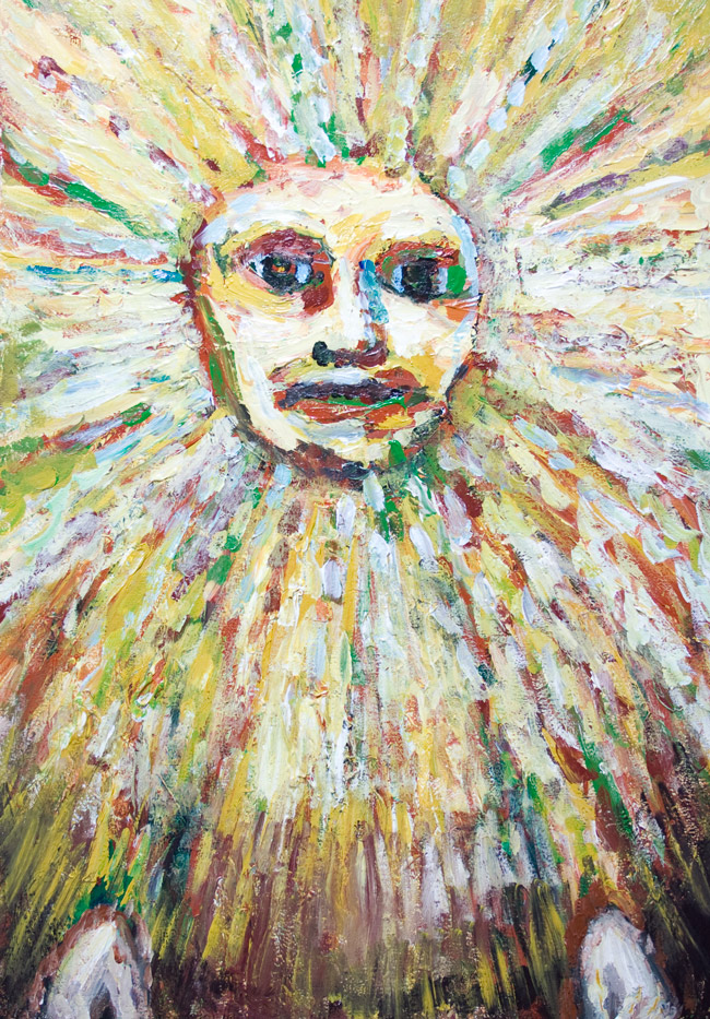 650x933 The Sun God New, Expressionism Mythological Sun God Face, Raw - Personified Painting