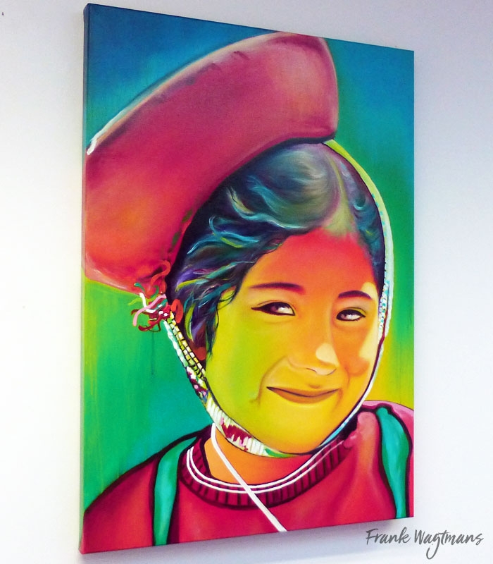700x800 Portrait Painting Peruvian Girl 100x70cm - Peru Painting