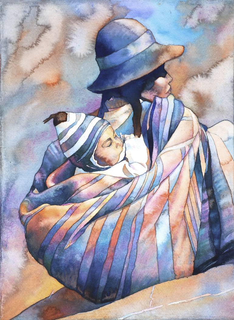 770x1053 Saatchi Art Watercolor Painting Of Traditionally Dressed Quechua - Peru Painting