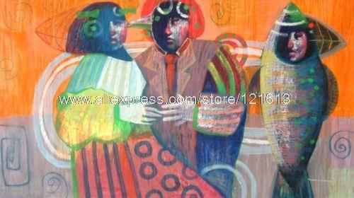 500x280 Fish Friend Painting Peru Surrealism Art Handmade Oil Paintings - Peruvian Artist Oil Painting