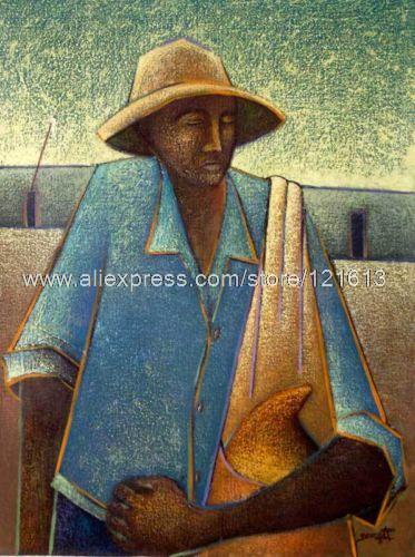 373x500 Fisherman Orig Oil Painting Peru Fine Art Handmade Oil Paintings - Peruvian Artist Oil Painting