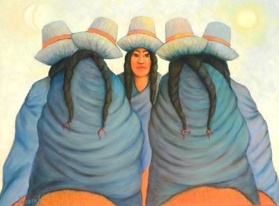 400x295 Peruvian Painting By Hugo Lecaros Adorable Animals - Peruvian Artist Oil Painting