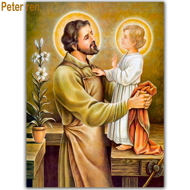 640x640 Peter Ren Full Diamond Embroidery Saint Joseph Diy Diamond - Peter Painting