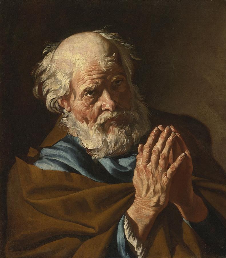 791x900 Saint Peter Praying Painting By Celestial Images - Peter Painting