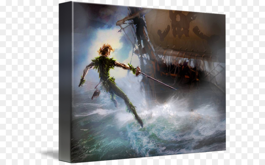 900x560 Peter Pan Captain Hook Painting Neverland Art - Peter Pan Painting