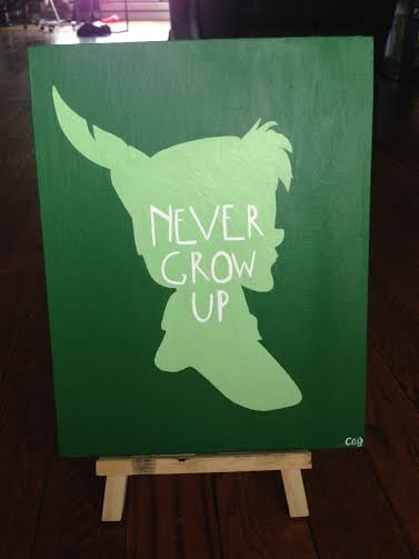 377x503 Peter Pan Green Silhouette Painting - Peter Pan Painting