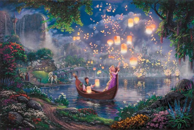 640x430 Tinkerbell And Peter Pan Fly To Neverland Thomas Kinkade Oil - Peter Pan Painting
