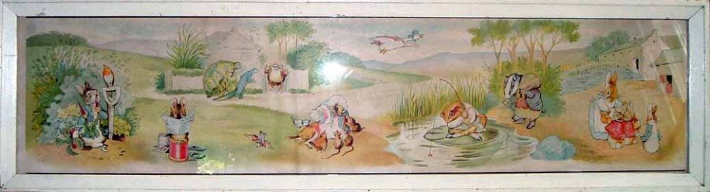 1000x271 Large Original Print Peter Rabbit And His Friends From Designs By - Peter Rabbit Painting