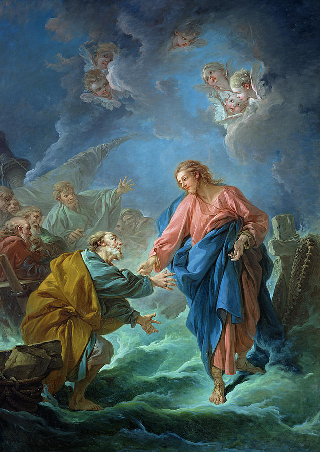 637x900 Saint Peter Invited To Walk On The Water Painting By Francois Boucher - Peter Walking On Water Painting