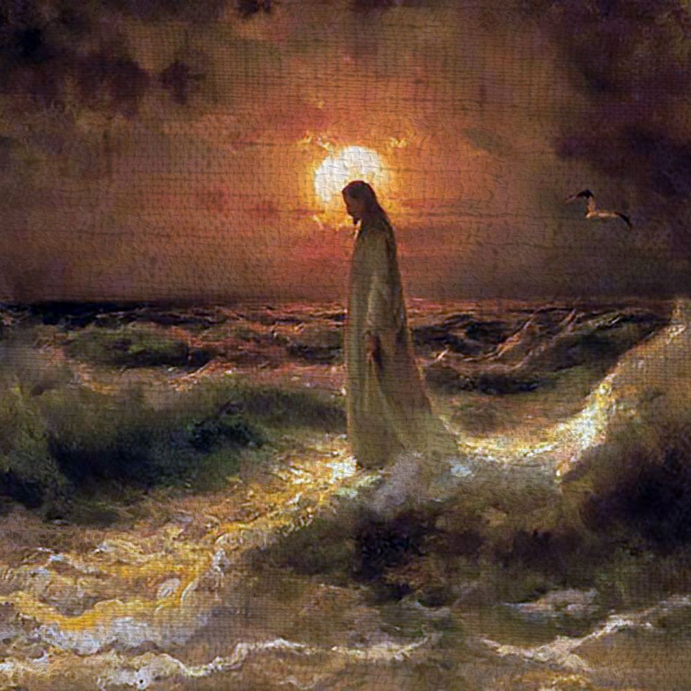 1000x1000 Walking On Water In A Hurricane - Peter Walking On Water Painting