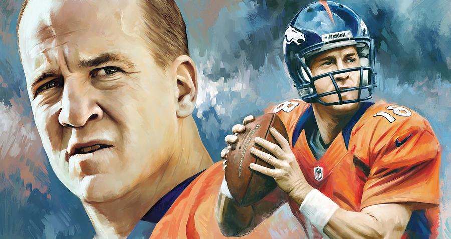 900x477 Peyton Manningrtwork Painting By Sheraz - Peyton Manning Painting