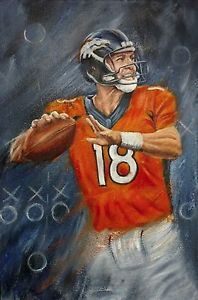 198x300 Peyton Manning Painting Denver Broncos Artwork Football Canvas - Peyton Manning Painting
