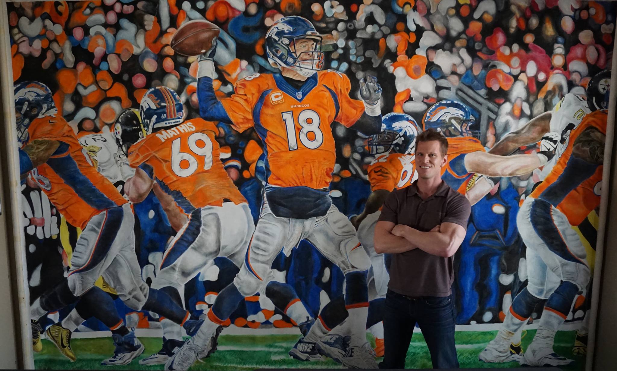2048x1231 Denver Broncos Oil Painting Sports Art Peyton Manning - Peyton Manning Painting