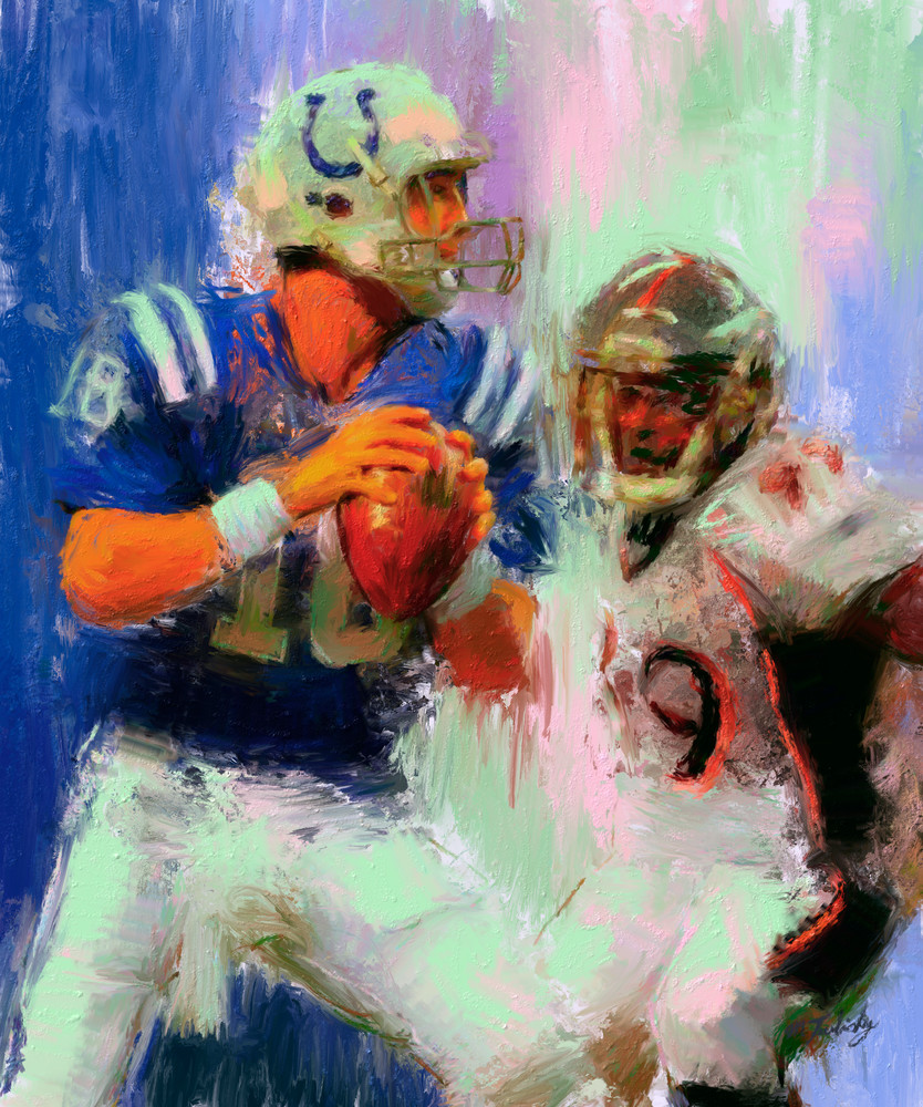 834x1000 Peyton Manning Painting Sports Artist Mark Trubisky Custom - Peyton Manning Painting