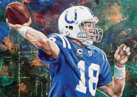 480x342 Throw Fine Art Print Featuring Peyton Manning - Peyton Manning Painting