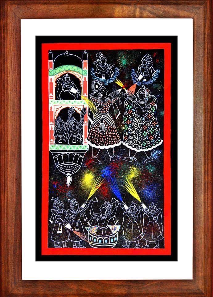 691x960 Radha Krishna Holi Phad Painting 1 Heart For Art Online - Phad Painting