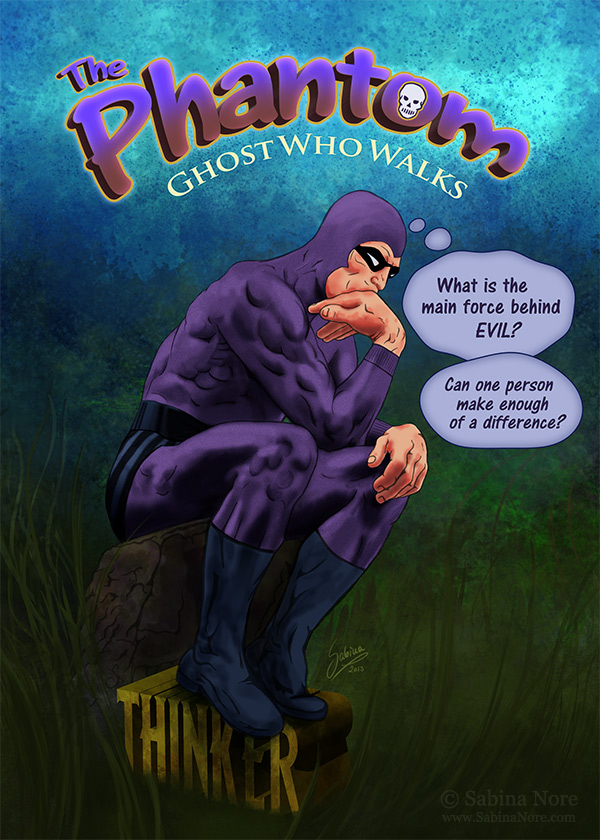 600x840 Phantom, The Thinker Comic Bookpop Art Painting By Sabina Nore - Phantom Painting