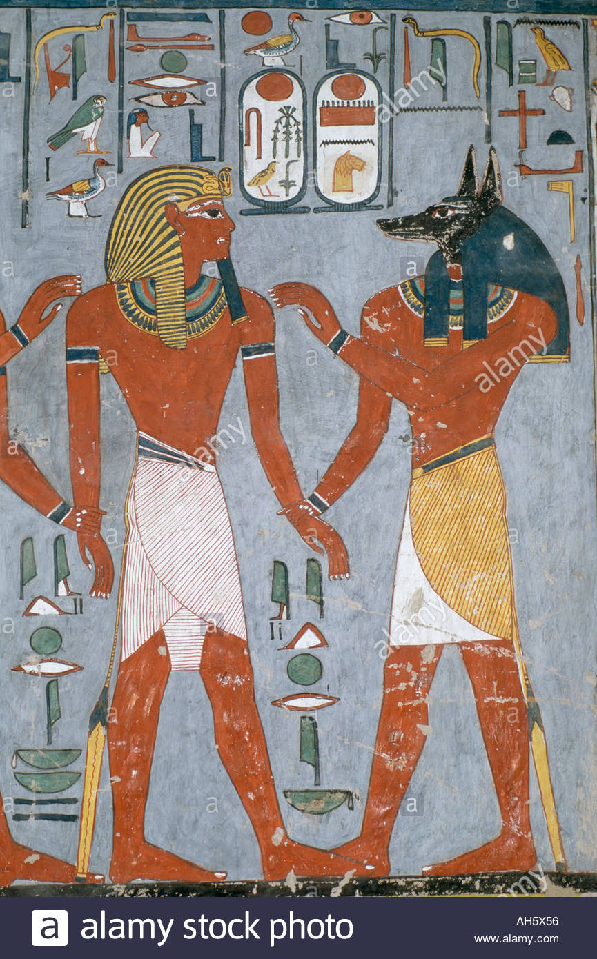865x1390 Tomb Painting Of The Pharaoh Ramses I With The God Anubis Valley - Pharaoh Painting