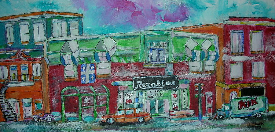 900x435 Montreal Pharmacy Painting By Michael Litvack - Pharmacy Painting