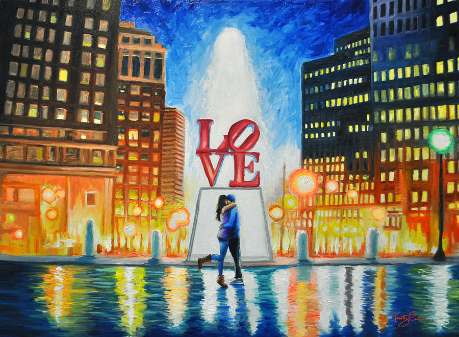 900x660 Philadelphia Love Park Painting By Timothy Caison - Philadelphia Painting