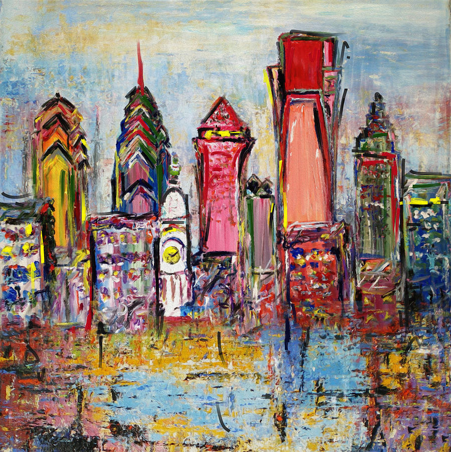899x900 Philadelphia Skyline 232 1 Painting By Mawra Tahreem - Philadelphia Painting