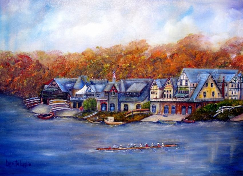 850x618 Boathouse Row In Philadelphia Paintings By Loretta Luglio - Philadelphia Painting