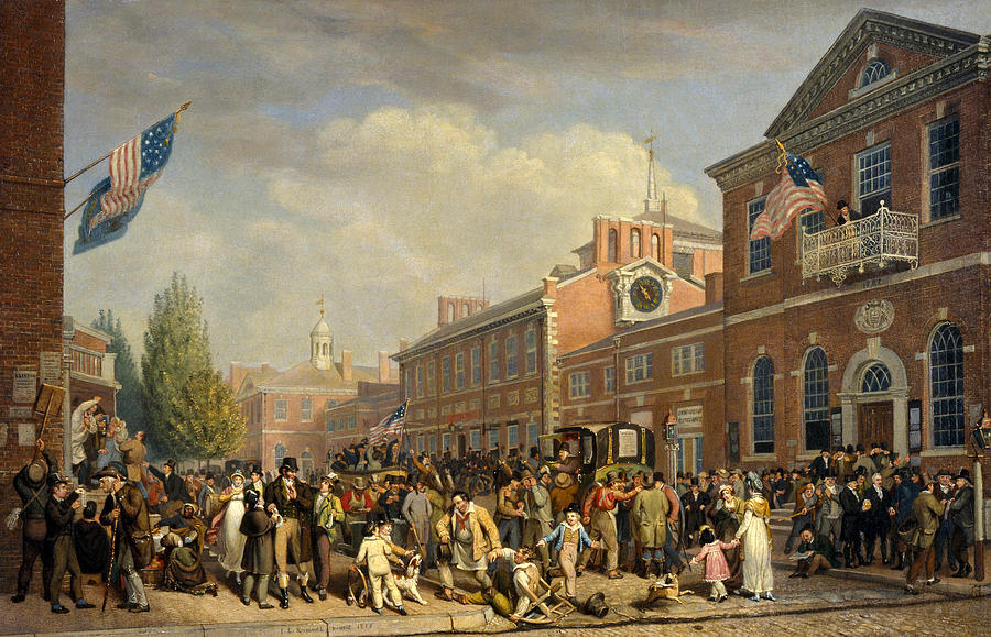 900x579 Election Day In Philadelphia Painting By John Lewis Krimmel - Philadelphia Painting
