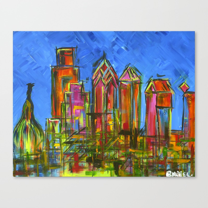 700x700 Philadelphia Skyline Canvas Print By Brittmiller Society6 - Philadelphia Skyline Painting