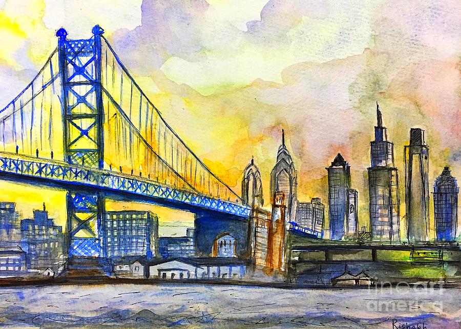 900x642 Philadelphia Skyline Painting By Rishabh Ranjan - Philadelphia Skyline Painting