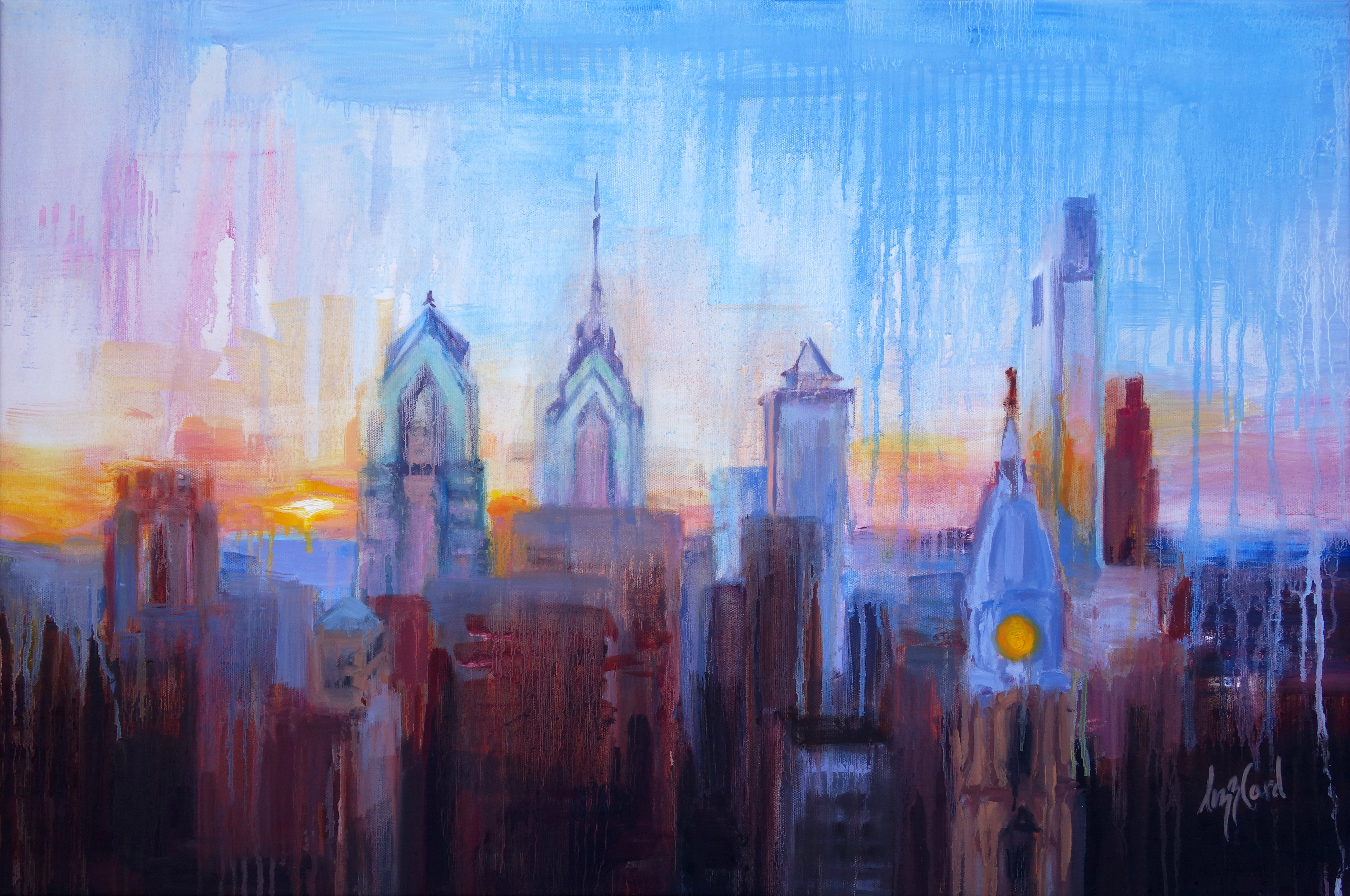 Philadelphia Skyline Painting at PaintingValley.com | Explore ...