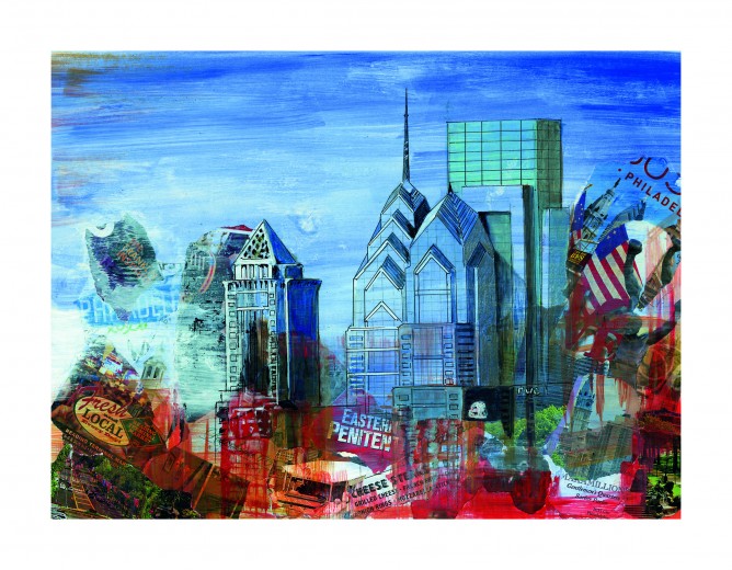 668x520 Ronald Turner - Philadelphia Skyline Painting