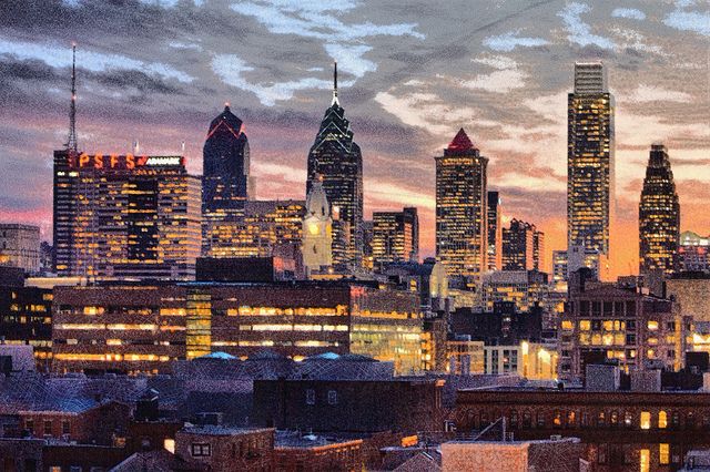 640x426 Philadelphia Skyline - Philadelphia Skyline Painting